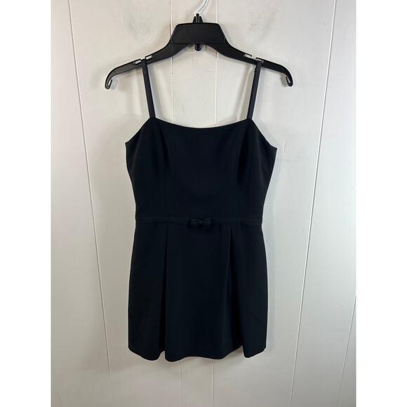 NWT Bebe Little Black Dress w/ Elastic Spaghetti Straps Underskirt Mini Size 6 - Picture 2 of 9